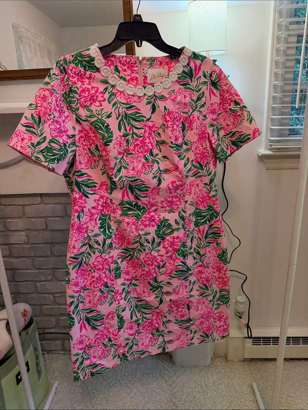 Lilly Pulitzer Pink & Green Floral Short-Sleeve Shift Tunic 14